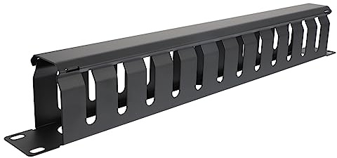 jojofuny Metal Horizontal Cable Management Rack Network Cable Organizer 12-slot with Adjustable Metal Rings for Clean and Organized Network Rack