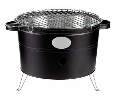 Mediawave Store - Barbecue a Carbonella da Tavolo Tondo, Diametro 35cm, Brace con Griglia, BBQ Portatile da Campeggio, Estate, per Viaggi, Grigliate all'Aperto, Barbecue a Carbonella da Tavolo Tondo