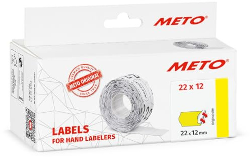 Meto Preisauszeichner Etiketten (22x12 mm, 1-Zeilig, 6.000 Stück, fluor gelb, permanent, Preisetiketten für Meto, Contact, Sato, Avery, Tovel, Samark etc.)