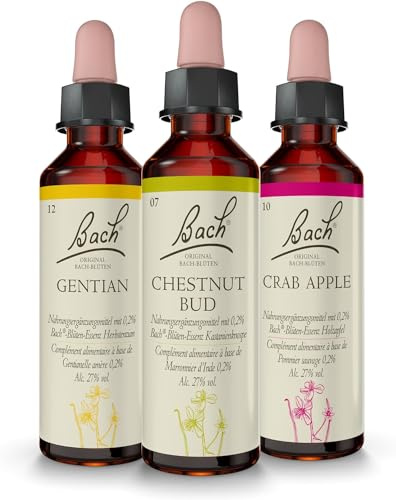 Original Bachblüten Tropfen Set Gute Vorsätze | Set 3x20ml Nr. 7 Chestnut Bud (Kastanienknospe), Nr. 12 Gentian (Herbstzauber), Nr. 10 Crab Apple (Holzapfel) | Sei optimistisch in der Entwicklung