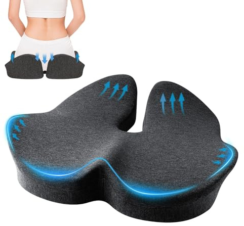 Leikedun 100% Memory Foam Coccyx Cushion Sciatica Cushion, Large Ergonomic Office Chair Cushion Pressure Relief for Hip, Tailbone Pain, Sciatica