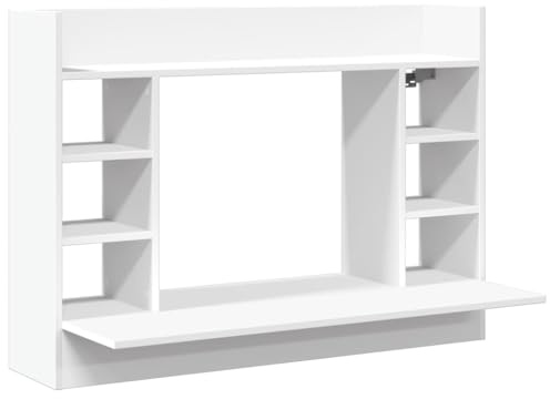 vidaXL Escritorio de Pared Madera de ingeniería Blanco 105x48x75 cm