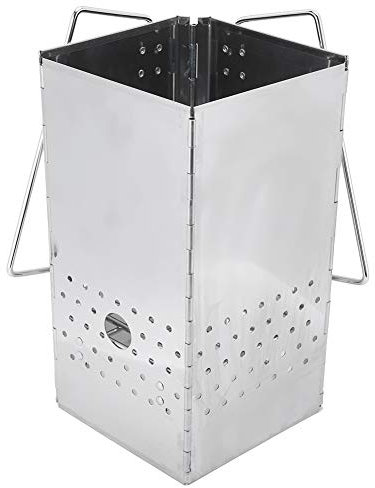 Kuuleyn Cube faltbarer Grill aus Edelstahl, tragbarer Holzkohle-Brennholzofen, Grill zum Kochen im Freien, Camping, Wandern, Garten, Strandparty