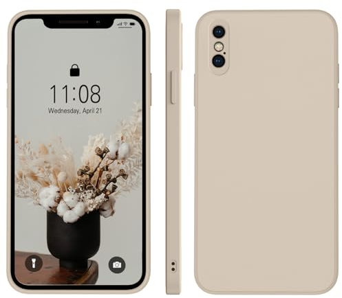 WXX iPhone X Hülle Silikon Case, Handyhülle iPhone XS Dünn Slim mit Microfiber, Kratzfeste Rundumschutz Case Hülle für iPhone X/XS 5.8'' Khaki