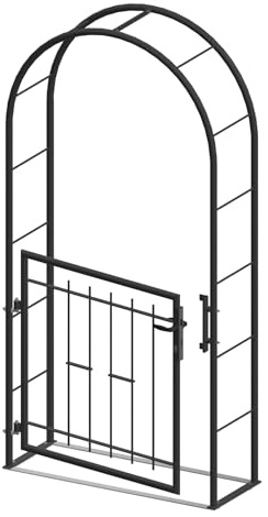 SIXONE Rosenbogen PALLAS klein Anthrazit Halbkreisförmig Kletterpflanzen-Support-Struktur mit Gartentor 1090 x 2130 x 300 mm Pulverbeschichtet