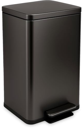 Simpli-Magic 13.2 Gallon (50L) Step Trash Can – Kitchen Garbage Can with Slow-Close Lid – Odor Control, Hands-Free, Easy to Clean, Brushed Stainless Steel