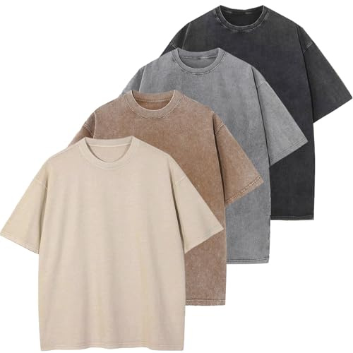 Maglietta da uomo in cotone pesante, vestibilità normale, basic da uomo, set casual estivo, oversize, L