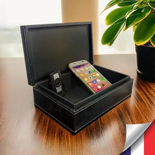 Boîte Faraday Noire - Protection Anti-Ondes et Blocage de Signal RFID pour Clés de Voiture, Smartphones et Cartes Bancaires - Blindage Titane RF Double Couche