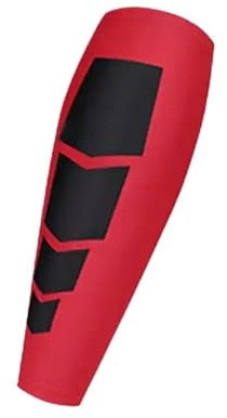 NJIEzhao 1 Stück Sport-Kompressionsstulpen for die Wade for Frauen und Männer, Beinstulpen ohne Fuß, Kompressionssocken for Laufen Waden-Kompressionsstrümpfe(Red,L)