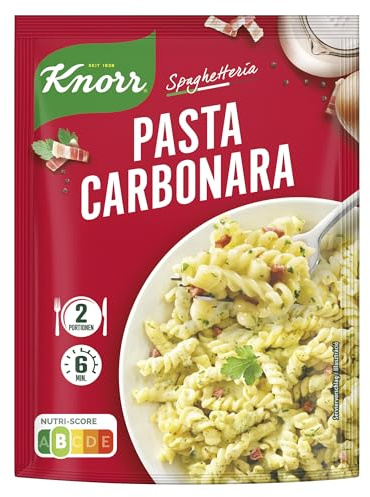 Knorr Spaghetteria Pasta Carbonara Nudel-Fertiggericht, leckeres Nudelgericht 2 Portionen | leckeres Nudelgericht fertig in 6 Minuten