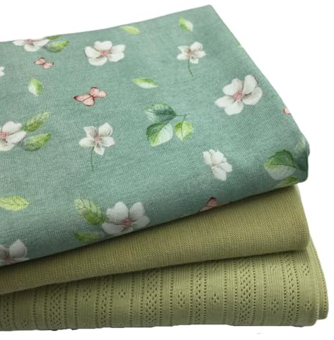 Stoffpaket Jersey-Paket Ajour-Jersey | Lochstrickjersey | florale Muster | Ökotex (pistazie)