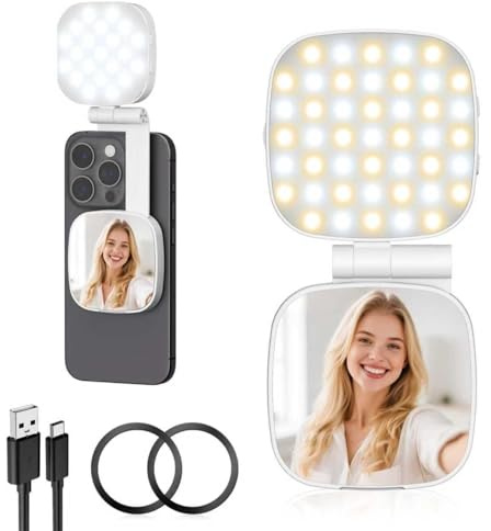 Diyife Handy Licht mit Spiegel, LED Magnetisches Selfie Licht für Magsafe