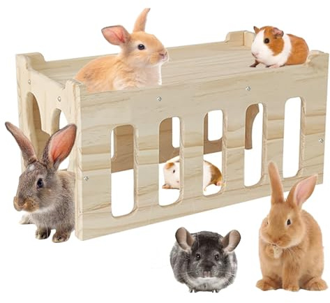 Großes Hasenhaus, dickes Kaninchenversteck aus Holz, abnehmbares Spielhaus für Kaninchen, Versteck, Schloss, Turm, Spielzeug für Innen, Kaninchen, Meerschweinchen, Hamster, Chinchilla, Rennmäuse (Stil