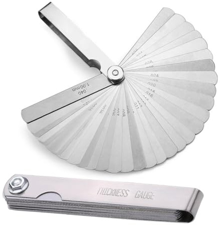 HABNI Spessimetro A Lamelle, Spessimetro 32 Lame 0,02-1,00Mm/0,001-0,04 Strumento Di Misurazione Dello Spessimetro A Lamelle In Acciaio Per Misurare La Larghezza O Lo Spessore Della Fessura