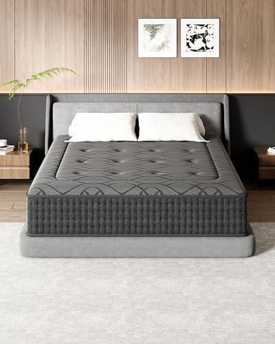 DEWINNER - Matelas Silencieux 160x200 - Épais 25 cm - Soutien Mousse à mémoire de Forme - Accueil Gris Dermophile - Confort Ferme - Respirant - 7 Zones - Ressorts Ensachés Individuels - Haute Densité
