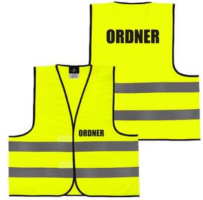 Falkenheyn Warnweste mit Aufdruck - Sicherheitsweste Notarzt Sanitäter Brandschutzhelfer Ersthelfer Ordner Rücken/Front- Druck - Gelb Orange M/XL/XXL/5XL