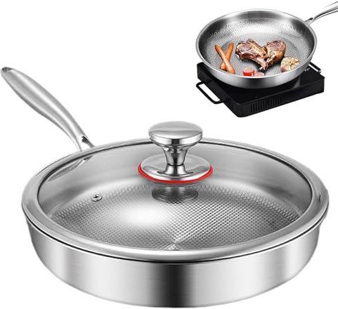 Genérico Sartenes Antiadherentes,Sartén Antiadherente Utensilios de Cocina - Cacerolas con Tapa para Hogar, Estufa de Inducción Eléctrica, Parrilla, Camping, Tortitas, Tortilla
