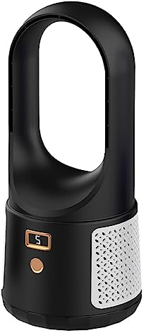 Aoaoy Ventilateur tour - Ventilateur de bureau sans pales - Petit ventilateur de table silencieux sans pales - Rechargeable par USB - 6 vitesses réglables - Mini ventilateur avec (noir)
