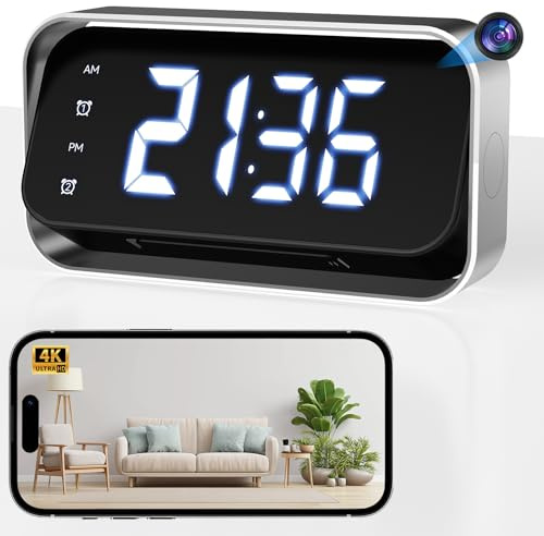 JOOKACE Hidden Camera in Clock - 4K S/py Camera with Audio, WiFi Nanny Cam with Night Vision, Motion Detection, Local&Cloud Storage, Remote View, Secret Indoor Camera for Home, Office