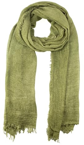 fashionchimp Damenschal mit Fransensaum, softweiche Naturfaserqualität aus 100% Bambus, leichtes Sommertuch - Made in Italy (Moosgrün)