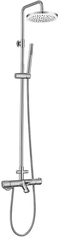 YESx Nine Urban Thermostatic Shower System Full Chrome Dual Head Bar Valve Set with Overhead & Hand Shower Kit