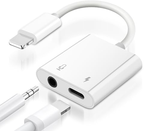 APKLVSR 2-in-1 Light-ning Klinke 3,5 Adapter mit Ladeanschluss, HiFi Kopfhörer Adapter, iPhone AUX Adapter für iPhone 14/13/12/11/X/XS/XR/8/7, iPad, iPod Touch
