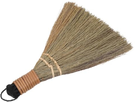 Anneome Scopa in Paglia Intrecciata Fatta a Mano, Mini Spazzola la Pulizia del Tavolo Setole Naturali, Strumento Portatile per Rimuovere la Polvere in Casa, Ufficio e Cucina,