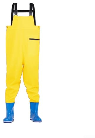 Stivali da pioggia per bambini con stivali, pantaloni da pioggia per la pesca, impermeabili, progettati per adolescenti ambienti acquatici all'aperto (30/31 giallo)