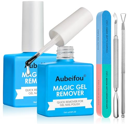 2x15ml Pezzi Rimozione Gel Unghie, Remover Solvente Per Smalto Semipermanente, Gel Polish Remover, Non Ammollo, Rapidamente Lo Smalto In 3-5 Minuti, Con Lima Per Unghie E Grattoir à Vernis