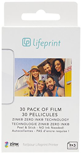 Lifeprint LPZ2X330 Papier Photo 30 - Photo Paper, Photo Printing Paper 7.6 x 5 cm, Innovative Ecological ZINK Technology, Adhesive Face, Ink-free Printing - 30 Units, White