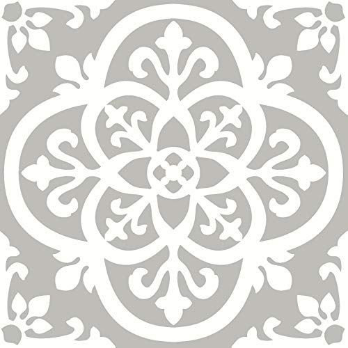 WallPops FP2942 Medina Peel & Stick Floor Tiles, Grey,12 x 12 inches