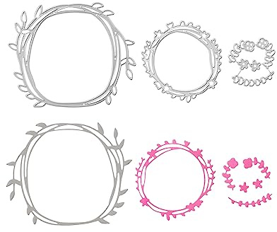 Stanzenshop Stanzschablone Zwei Kreise mit Blumen, Stanzformen, Schablonen, Scrapbooking, Kartenherstellung, DIY, Prägeschablonen, Papierkarten, Cutting Dies