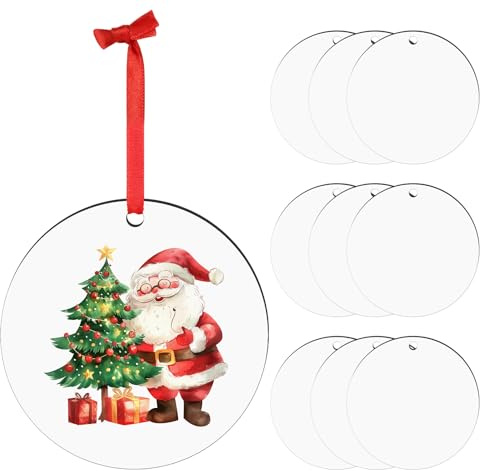 Sublimation Ornaments Blanks Bulk Wood Sublimation Christmas Ornament Blanks White Blank Christmas Tree Hanging Ornaments for Crafting DIY Personalized Xmas Tree Decor Keepsake Gift