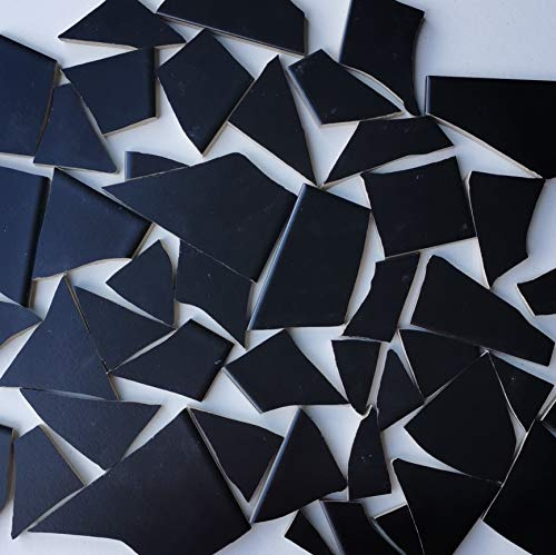 MOSALI Fliesenbruch Mosaikfliesen, Schwarz K048, 1 kg | Frostfest für Mosaikarbeiten, Deko & kreative Projekte, Für Mosaik draußen und drinnen, ca. 30×30 cm Verlegefläche