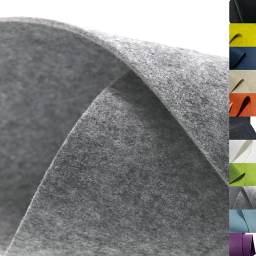 TOLKO 1m Bastelfilz Stabiler Filzstoff Meterware | 4 mm dick | Filzmatte Untersetzer Dekofilz Taschenfilz zum Nähen und Basteln | 45 cm breit | Nadelfilz Filz Meterware (Grau Meliert)