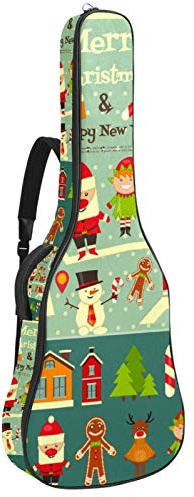 Gitarrentasche mit Reißverschluss, wasserdicht, weich, für Bassgitarre, Akustik- und klassische Folk-Gitarre, Weihnachtsmann