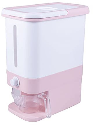Dzwyc Storage Container Metering Rice Bucket Sealed Grain Container with Measuring Cylinder Household Cereal Dispenser for Kitchen 45.5X38X23CM Kitchen (Color : Pink)