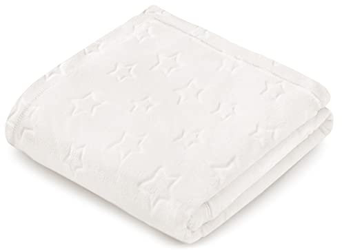 Pepi Kuscheldecke Sterne – Flauschige Babydecke Fleece aus 100% Polyester – 100x140 cm – Farbe Creme