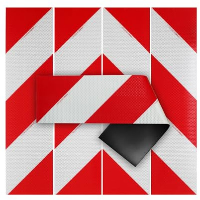 STROBO 4 Stück DIN 30710 KFZ Warnmarkierung 564 x 141 mm als Magnet | Reflektierende Magnetfolie 2x Rechtsweisend 2x Linksweisend | UV-Schutz, Wind- und Wetterfest