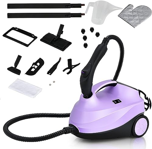 RELAX4LIFE Nettoyeur Vapeur Haute Pression 2000W |1,5 L Réservoir d'Eau | 4 Bar | 14 Accessoires Polyvalents, Aspirateur Vapeur Sans Fil pour Canapé, Tapis, Vitre, Verre(Violet)