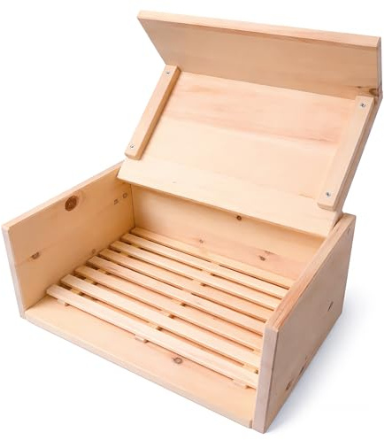 Zirbenbrotkasten Zirbenbrotdose aus Zirbenholz - 40 x 28 x 16,5 cm | inkl. Zirbenholz-Gitter - Deckel aufklappbar