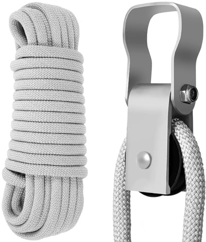 LEEZDTTXAN Extension Ladder Pulley Kit 40Ft Telescopic Ladder Rope and Pulley Kit AC30-2 Extension Ladder Rope Replacement Wear-Resistant Extension Ladder Replacement Rope for Pulley(Silver)