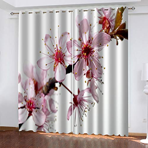 MAYNUO Blickdichte Vorhänge Mit Motiv 3D Rosa Blume Vine Kinder Gardinen Blickdicht Ösen Gardine Thermo 264x214 cm Schlafzimmer Kinderzimmer Vorhänge Dekoratives Muster, Verdunklungsvorhänge