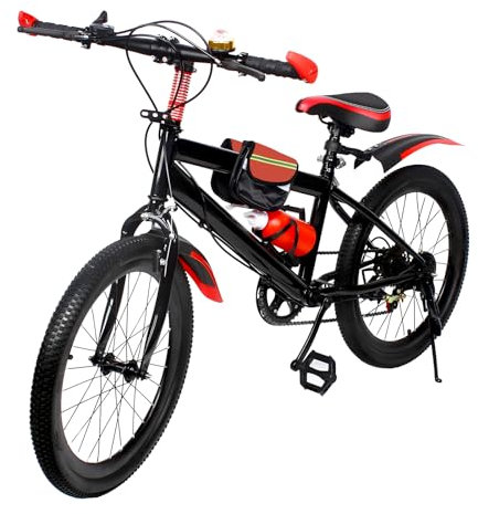 GAOGAOZ 20'' Mountainbike 7-Gang Verstellbares schwarzes rotes Fahrrad Rugged Rennrad Radfahren Schlamm Rennrad für Fahrer Höhe 4.26 bis 4.9 Füße