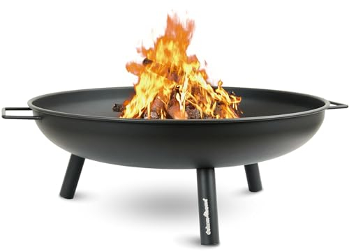 deluxe4home® Feuerschale Schwarz ⌀58 cm I Sichere Feuerstelle für Garten, Terrasse I Metallschale für Lagerfeuer I Feuerkorb Robust