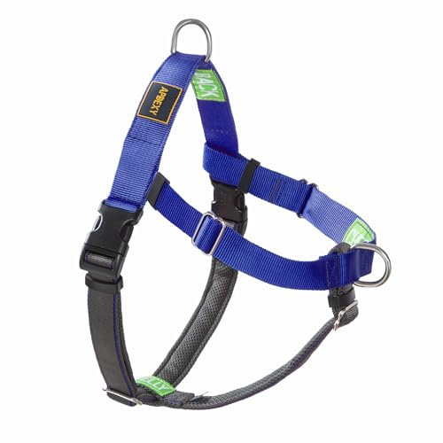 APDEXY Freedom No Pull Dog Harness, Easy Walker, Stop Pulling with Two Stainless D-Rings, Comfortable, Sewn-in Instructions Tags for Easy Use, for Small Dogs Weight 20-30 lbs (Blue, Small)