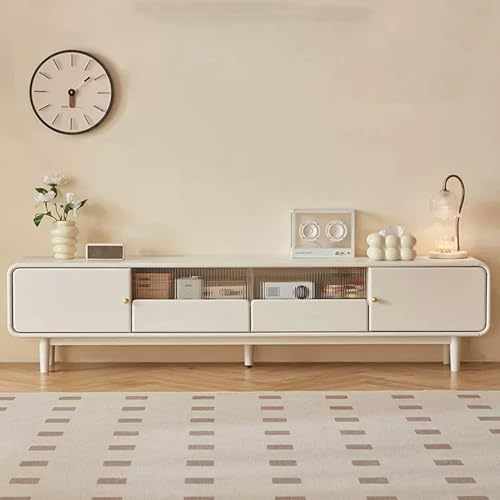 HOLGVE TV Schrank aus Massivem Holz, Fernsehtisch, Fernsehschrank, TV Lowboard, Tv Board Sideboard mit Schubladen und Lagerschränken, für Schlafzimmer Wohnzimmer
