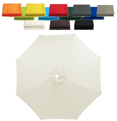 IMUNKT 270/300cm Sonnenschirmbezug Ersatz Stoff, Marktschirm Ersatz Bespannung, Gartenschirm Überdachung Ersatz, UV-Schutz Ersatz Baldachin, 6 Streben/8 Streben(Beige,300cm/8-ribs)