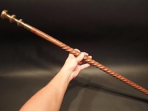 Vintage Antik Stil Messing Holz viktorianischer Gehstock Gehstock Spirale geschnitzter Schaft Premium Stock für Senioren, Opa, Mutter, Vater
