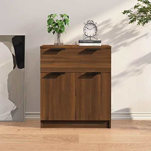 Tino Tech 60x30x70 cm Sideboard mit Schublade Aufbewahrungsschrank Beistellschrank mit Tür Komodenschrank Wohnzimmermöbel Highboard Schlafzimmermöbel Holzwerkstoff Braun Eichen-Optik